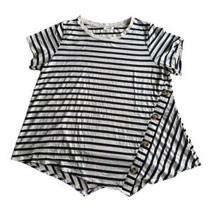 Womens Top Size 1X Striped Nautical Fisherman Flowy Beachy Wharf Wear Classic
